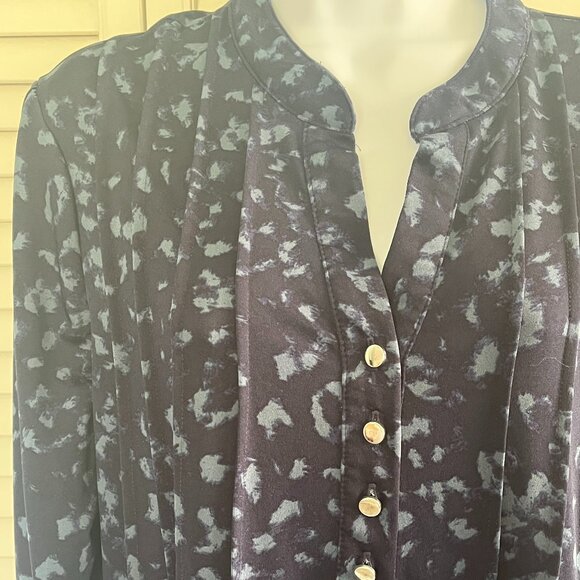 Ava & Grace Pleated Tunic, 3/4 Length Sleeves Navy & Grey L ( 12-14) - Picture 3 of 3